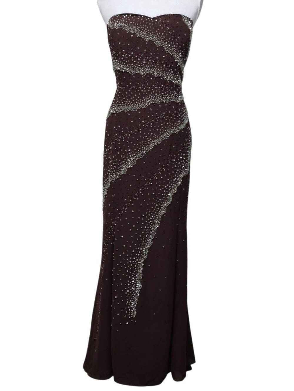 Riva Designs Brpwn Strapless Beaded Evening Gown, Size 20